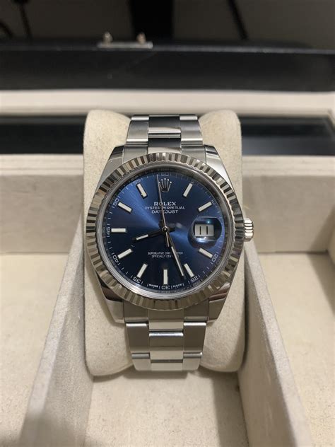 rolex datejust 41 blau oyster|Rolex Datejust 41mm for sale.